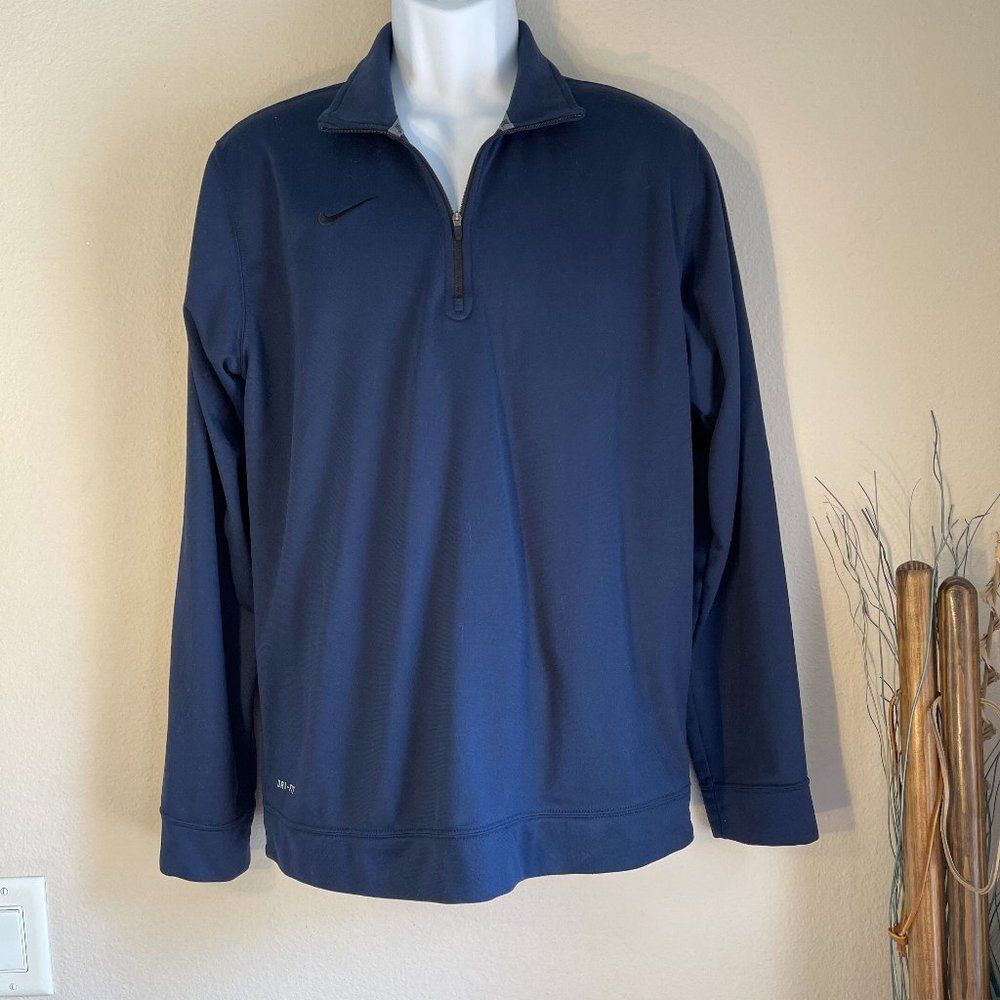 Nike Dri FIT Quarter Zip Pullover Medium Navy Blue Athletic